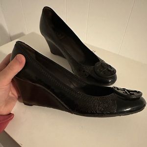 Tory Burch Patten Leather Wedges